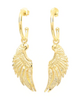Angel Wing Small Hoop Earrings 18K Gold Over Sterling Silver