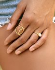 Ascension Criss Cross Ring 18k Gold White Topaz