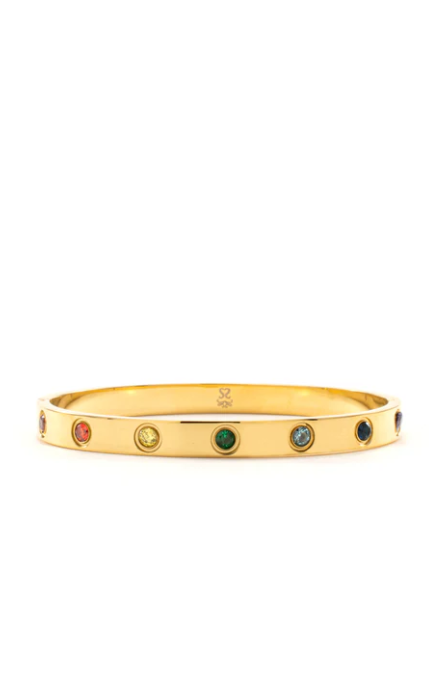 Chakra Healing Stone Bangle 18k Gold finished Stainless Steel