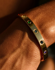 Chakra Healing Stone Bangle 18k Gold finished Stainless Steel