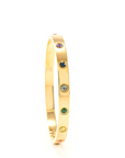 Chakra Healing Stone Bangle 18k Gold finished Stainless Steel