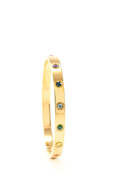 Chakra Healing Stone Bangle 18k Gold finished Stainless Steel