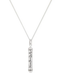 Om Mani Padme HumSterling Silver White Topaz Prayer Necklace White Rhodium 22 inches