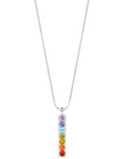 Chakra Align Rainbow Bar Necklace White Rhodium
