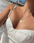 Evil Eye Protection Necklace 18k Gold over Sterling Silver with Sapphire and White Topaz High Polish Finish