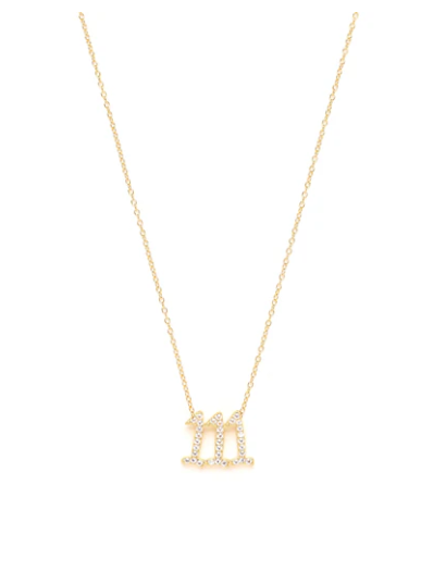 111 Angel Number Manifestation Necklace White Topaz 18k Gold