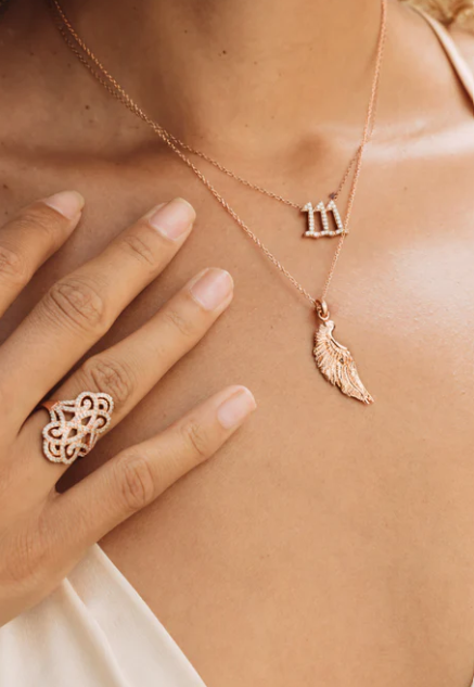 111 Angel Number Manifestation Necklace White Topaz 18k Gold