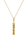 OM MANI PADME HUM 18k Gold White Topaz Prayer Necklace 22 inches