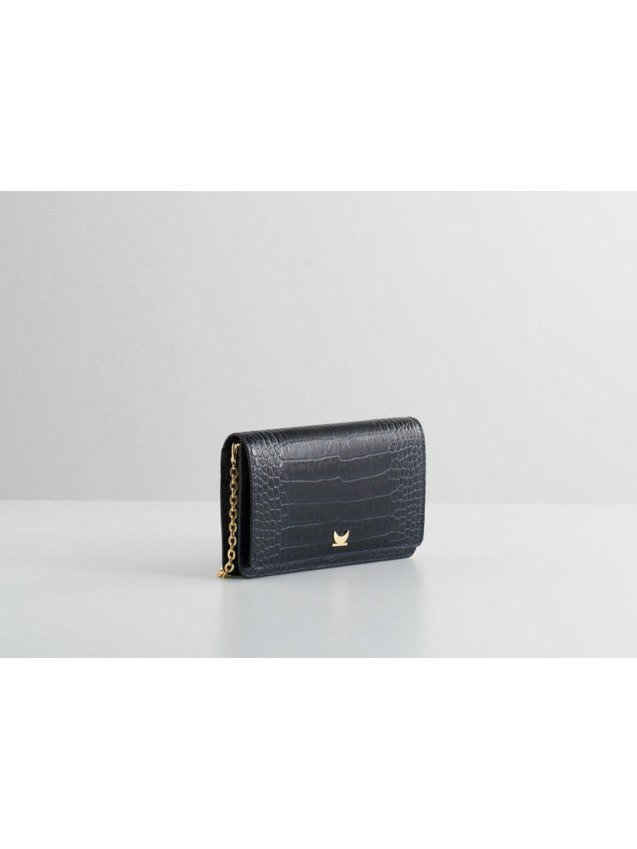 Ela Flap Bag - Navy Blue And Black Croco | Porterist