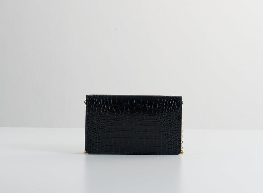 Ela Flap Bag - Navy Blue And Black Croco | Porterist