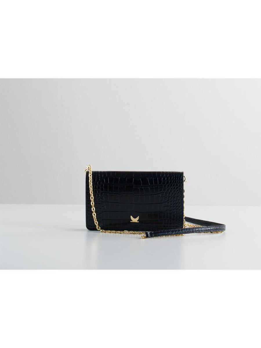 Ela Flap Bag - Navy Blue And Black Croco | Porterist