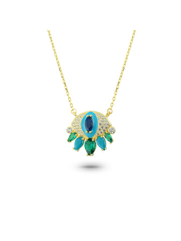 Enamel Blue Eye Gold Necklace | Porterist