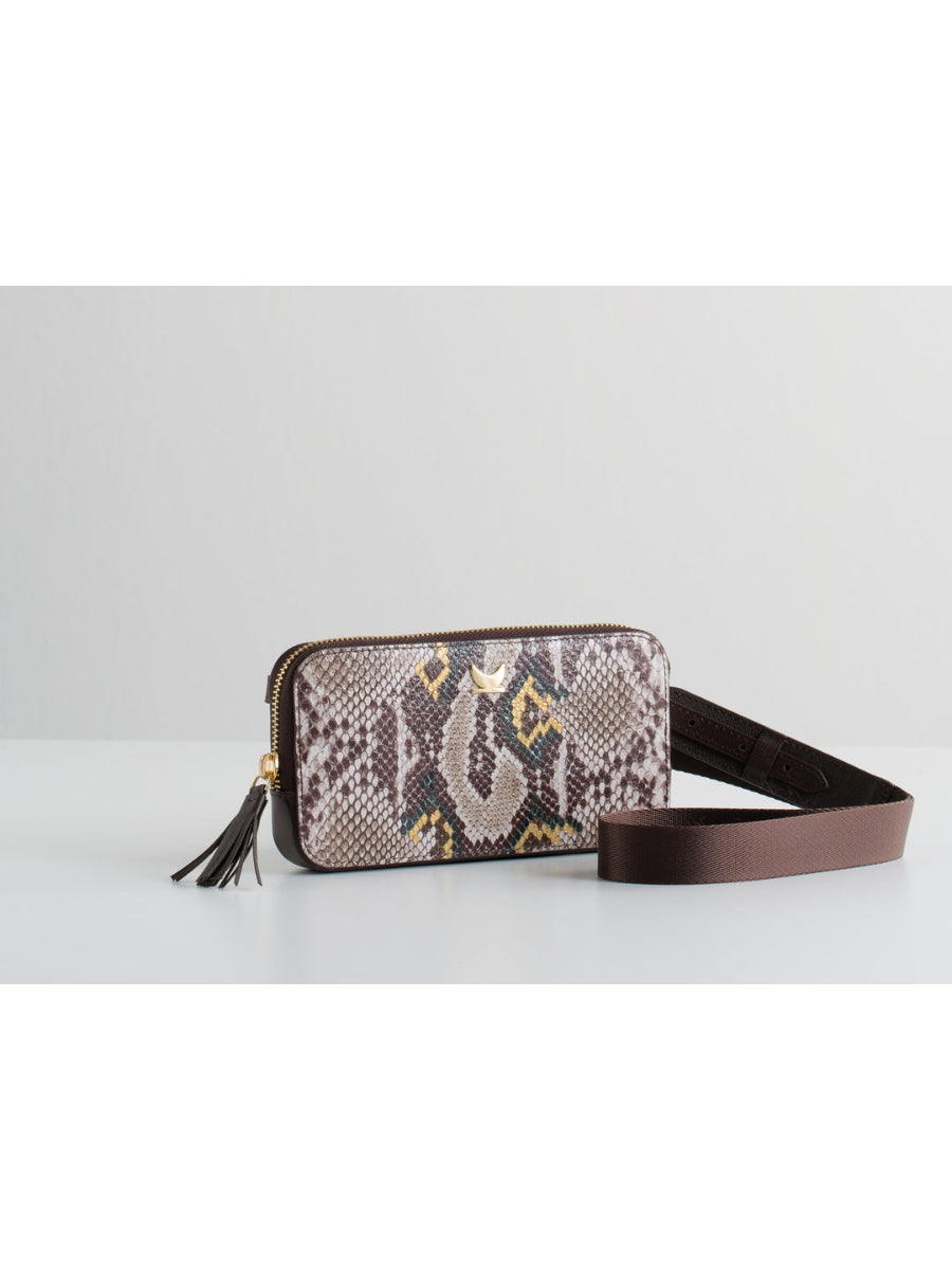 Gina Crossbody Bag - Brown Snake Print | Porterist