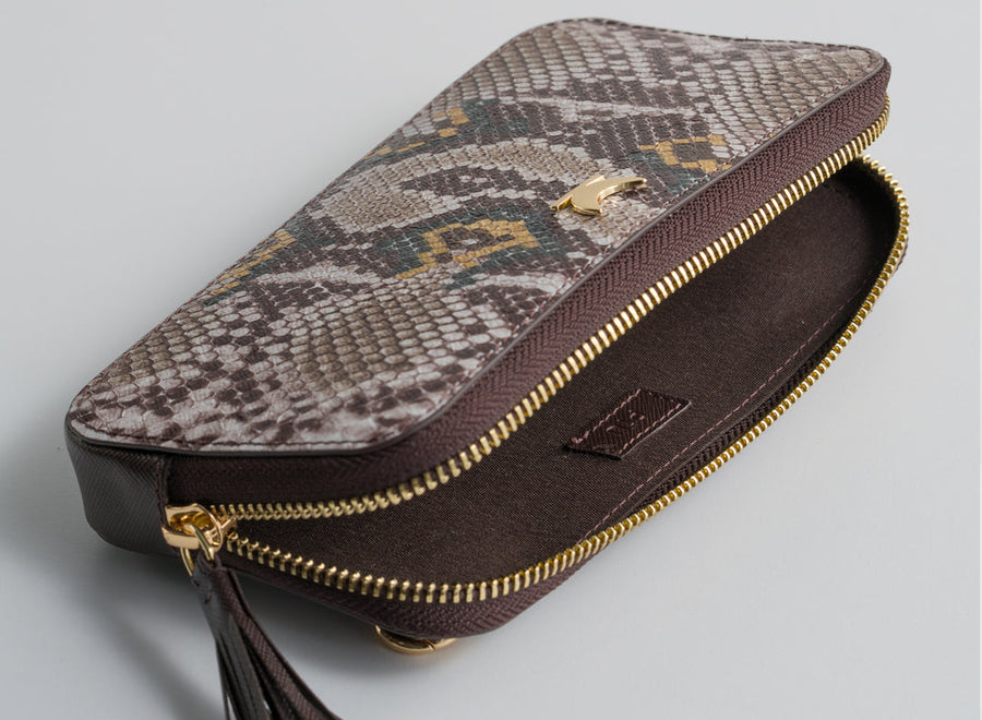 Gina Crossbody Bag - Brown Snake Print | Porterist