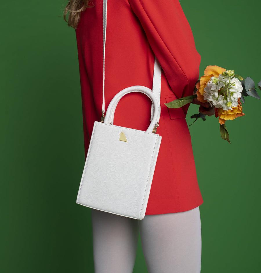 Mini Tote White Leather Handbag | Porterist