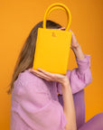 Mini Tote Mustard Yellow Leather Handbag | Porterist