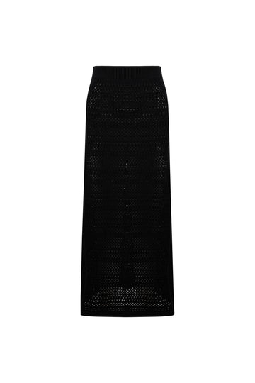 A-line Black Long Skirt