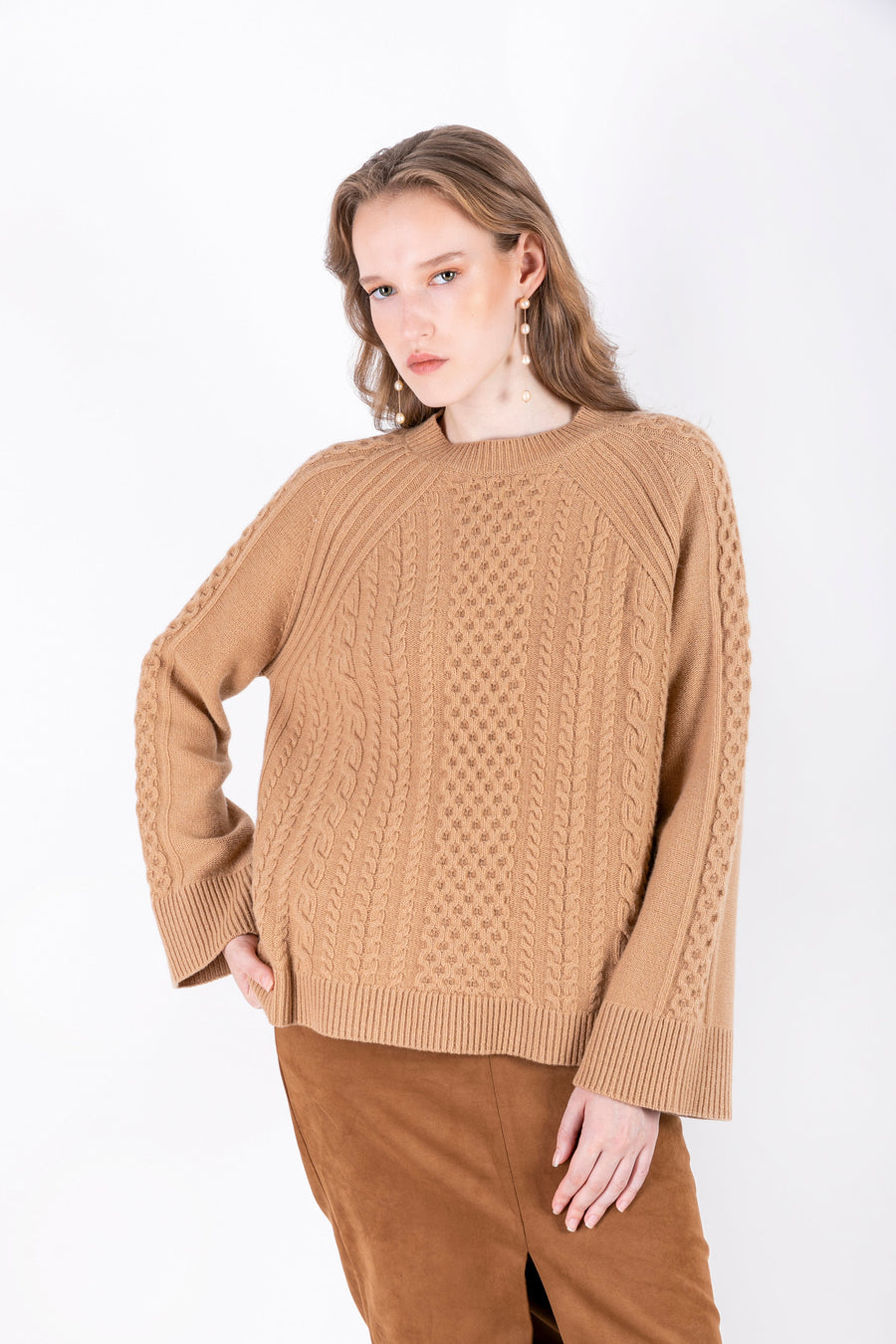 Selin - Embroidered Regular Brown Sweater - Porterist 1