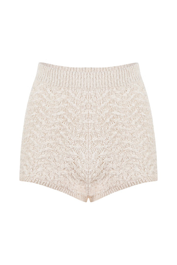 Beige Straight Fit Mini Shorts