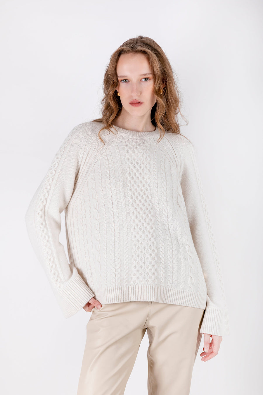 Selin - Embroidered Regular Ecru Sweater - Porterist 1