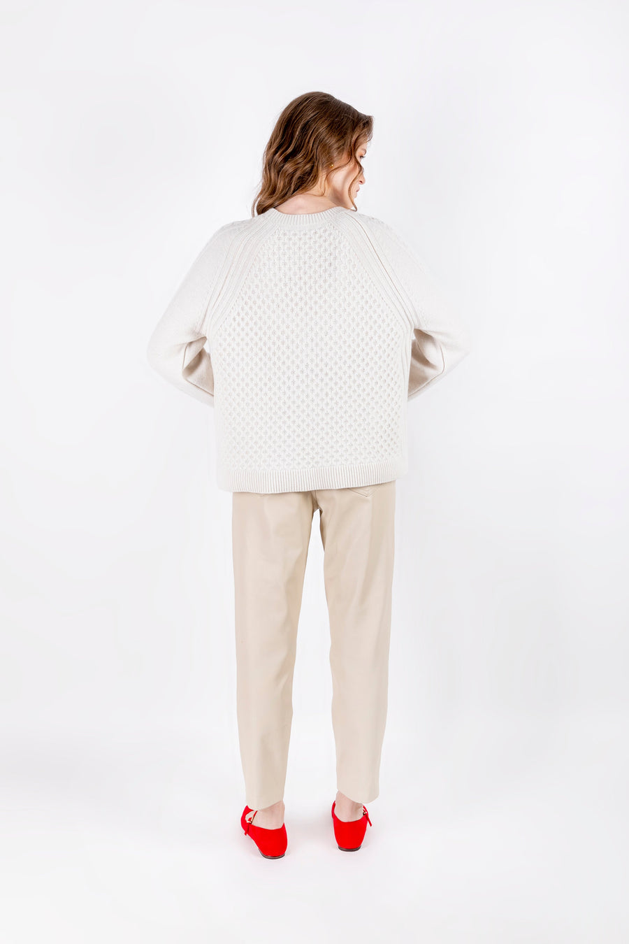 Selin - Embroidered Regular Ecru Sweater - Porterist 2