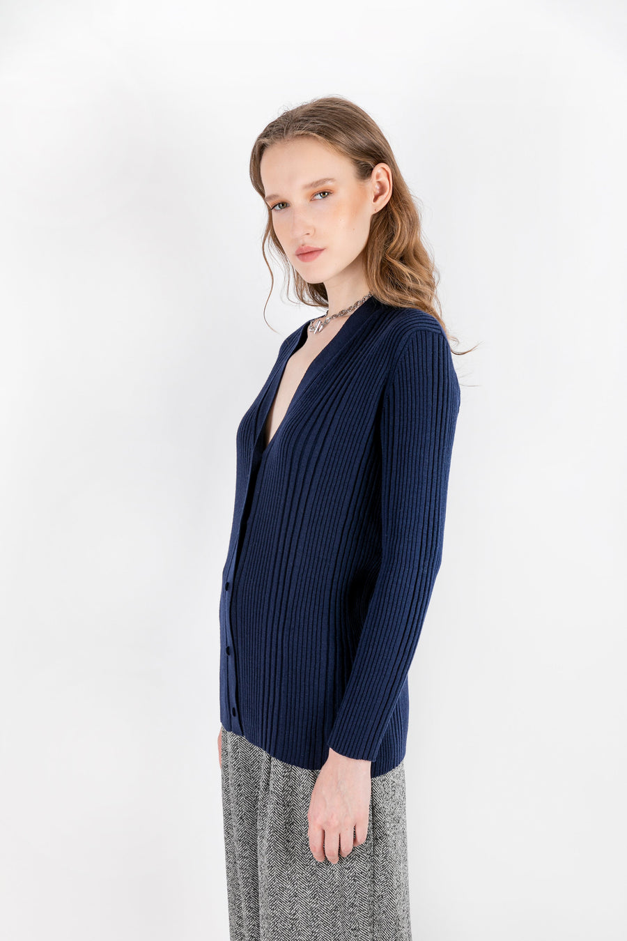 Azade - Navy Blue Cardigan with Camisole Detail - Porterist 2