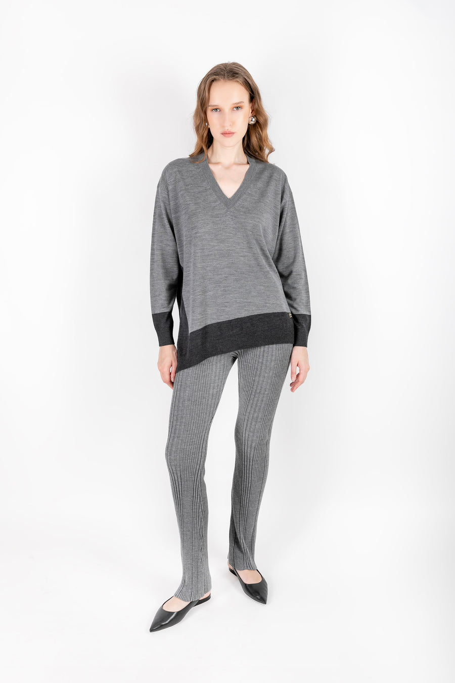 Azize - Gray Trousers with Camisole Detail - Porterist 1