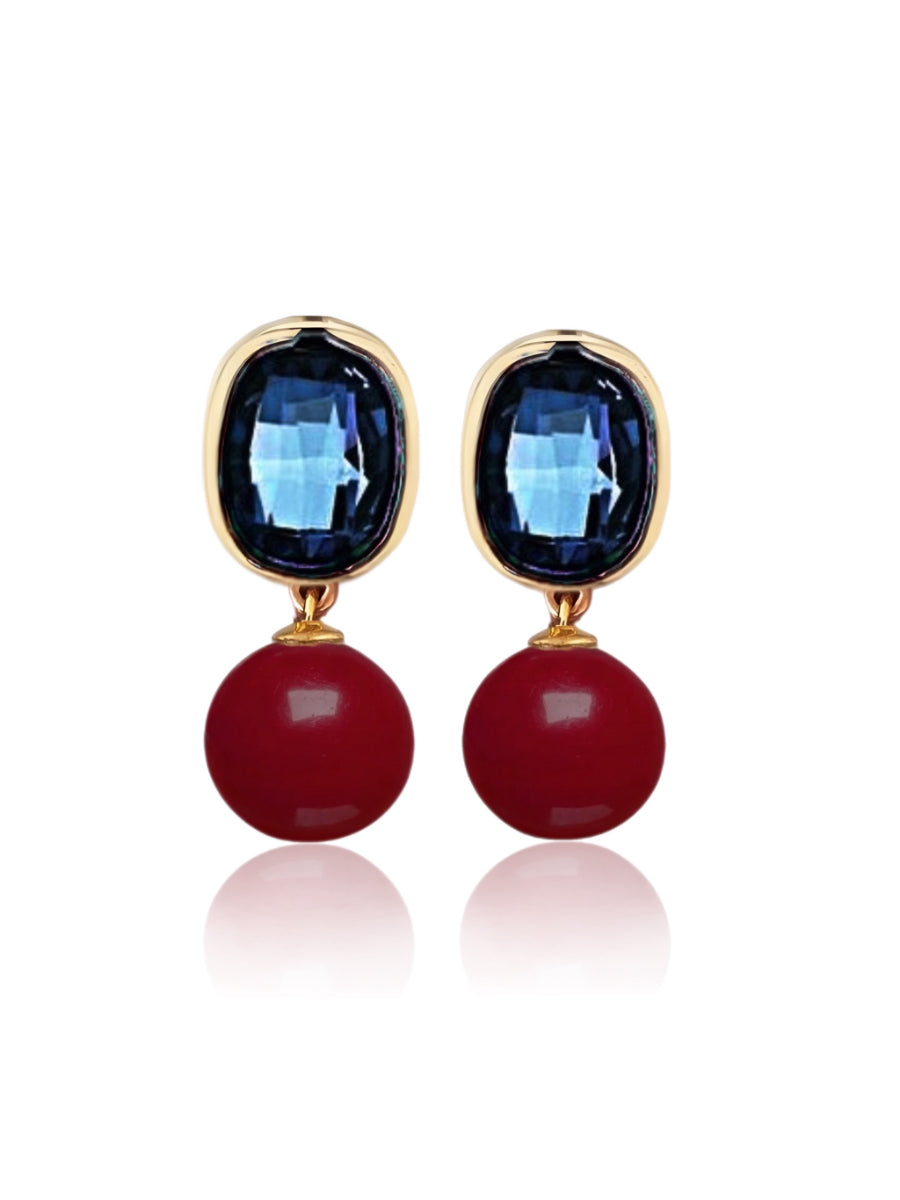 Deep Glow Earrings Blue - burgundy | Porterist