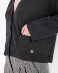 Sinem - Button Detailed Anthracite Cardigan - Porterist 2