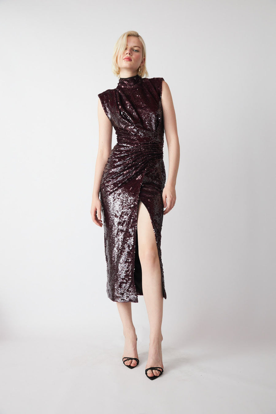 Louis Long Elegant Dress with Slits Burgundy