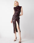 Louis Long Elegant Dress with Slits Burgundy