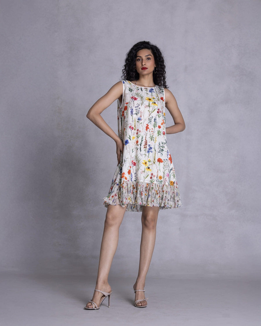 Zinnia Shift Dress With Ruffle