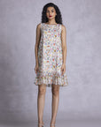 Rose Shift Dress With Ruffle