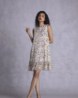 Rose Shift Dress With Ruffle