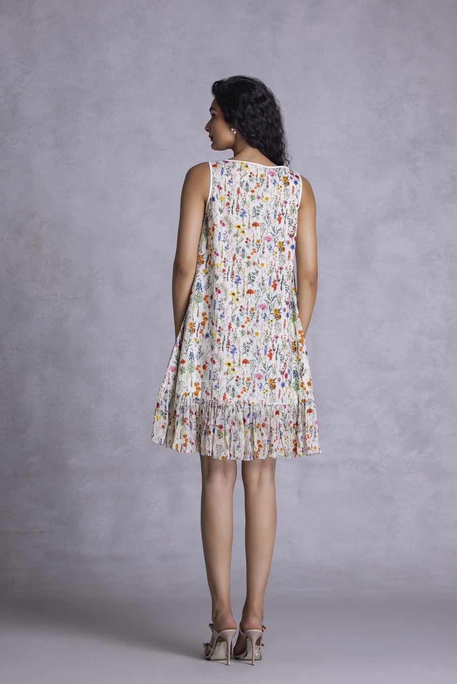 Rose Shift Dress With Ruffle