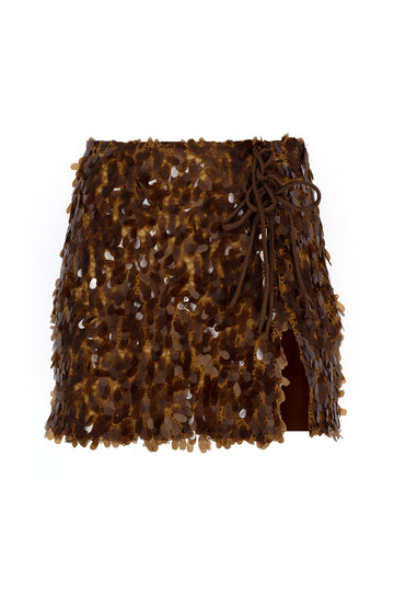 Brown Aloha Mini Sequin Skirt