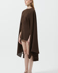 Brown Luxe Dress Mini Crepe Dress