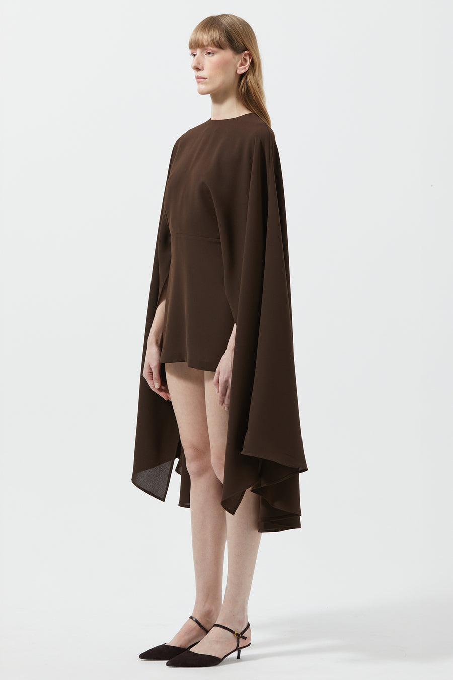 Brown Luxe Dress Mini Crepe Dress