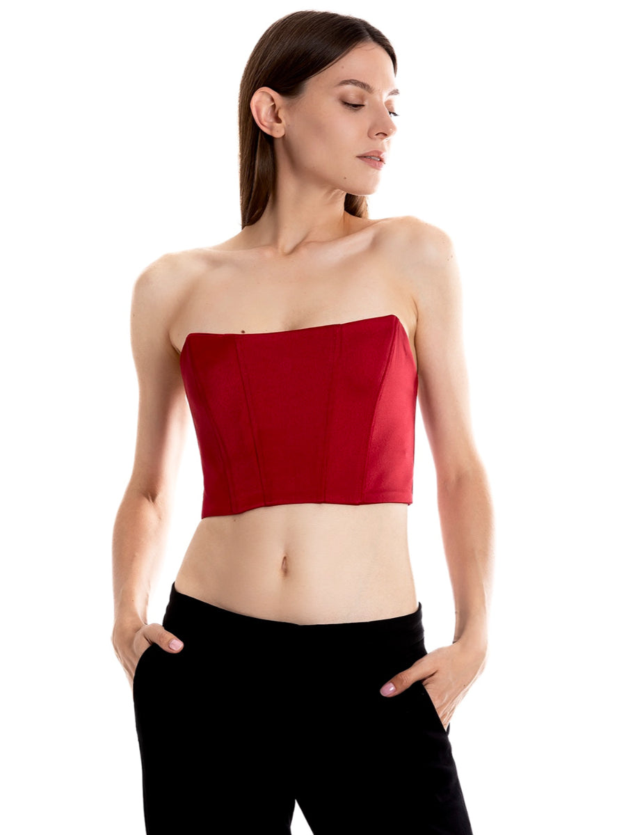 Lisa Red Grosgrain Ribbon Detail Corset | Porterist