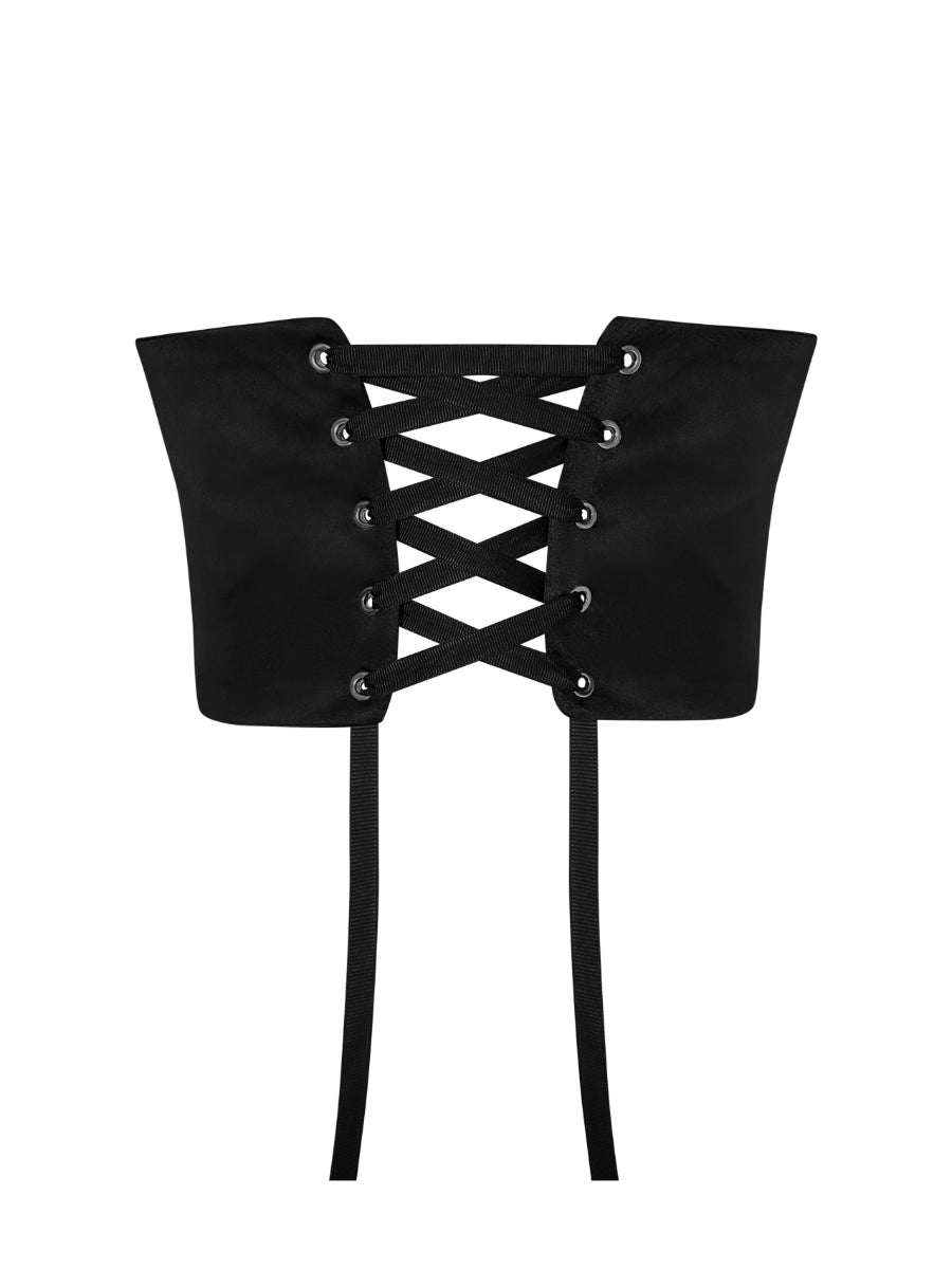 Lisa Black Grosgrain Ribbon Detail Corset | Porterist