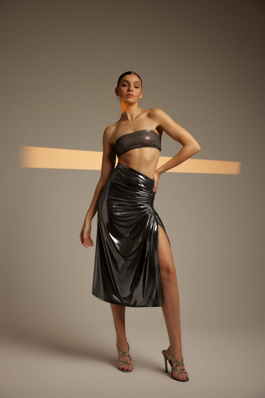 Lola Anthracite Metallic Skirt Fınal Item - Porterist 3