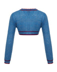 Blue Wool Blended Maya Crop Bolero Cardigan