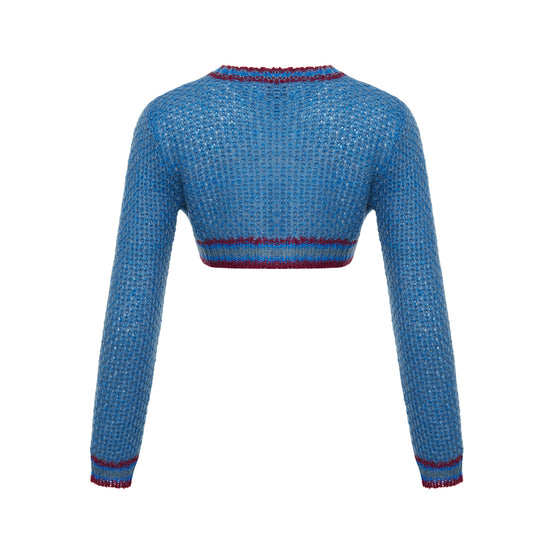 Blue Wool Blended Maya Crop Bolero Cardigan