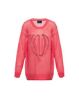 Wool Blended Pink Moher Sweater With Front Balloon