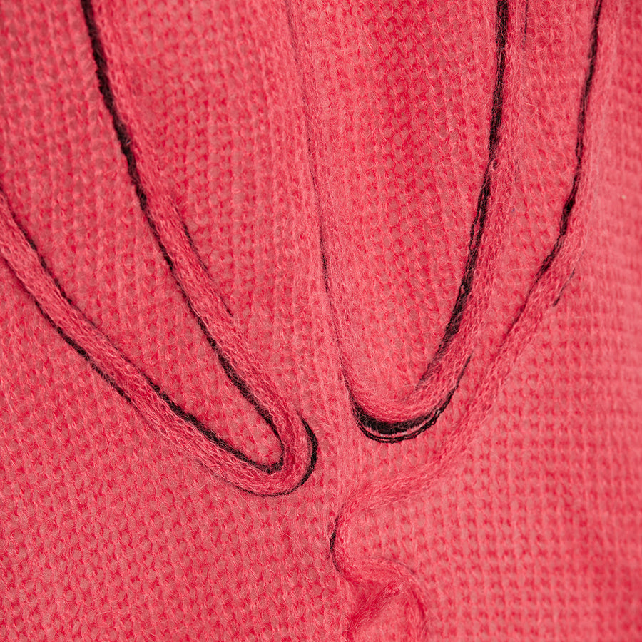 Wool Blended Pink Moher Sweater With Front Balloon