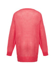 Wool Blended Pink Moher Sweater With Front Balloon