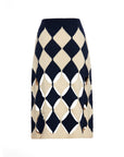 Dark Blue Colored Skirt With Diamond Jacquard | Porterist