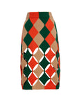 Green Wool & Cashmere Orange Colored Skirt With Diamond