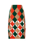 Green Wool & Cashmere Orange Colored Skirt With Diamond