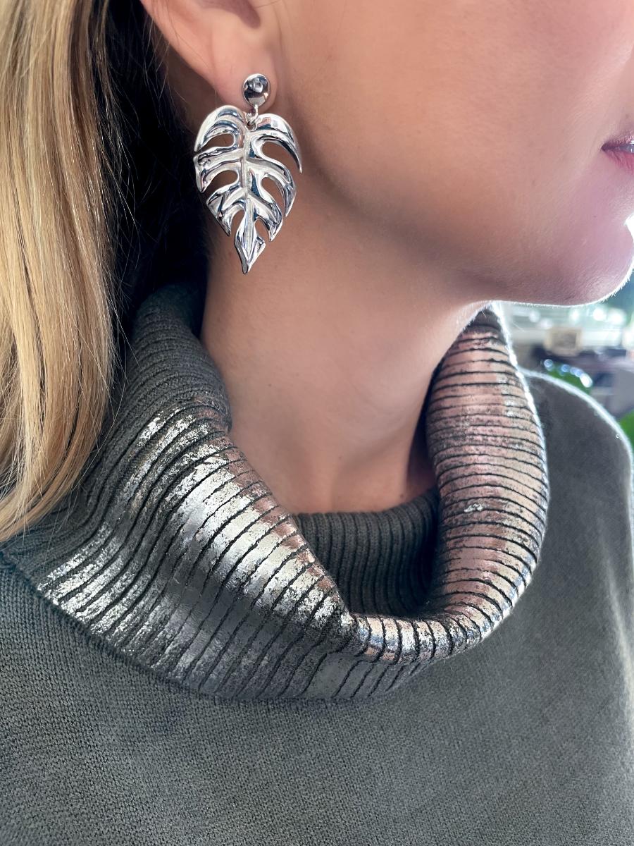 Monstera Silver Earrings | Porterist